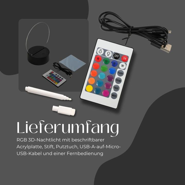 Immagine prodotto Hermex RGB 3D-Nachtlicht Deko-Beleuchtung Stimmungslicht Einschlaflicht