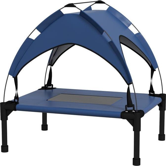 Produktbild Swisshandel24 Erhöhtes Hundebett mit Baldachin, Outdoor Hundeliege mit Dach, 61x46x63cm, dunkelblau (Hund)
