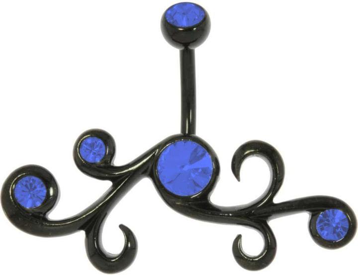 Bijouteria Bauchpiercing (PVD Beschichtung (schwarz), Chirurgenstahl 316L, Kristall)