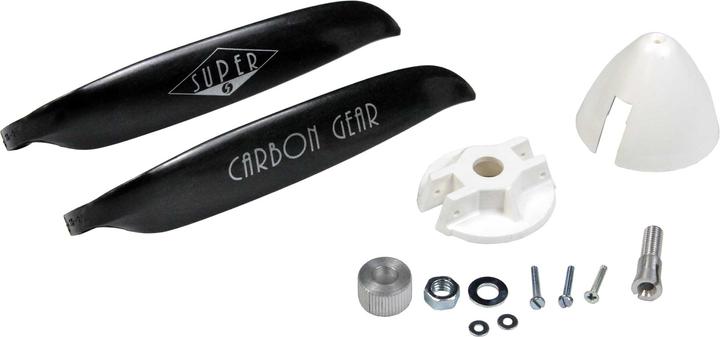 Actual product image Super folding air screw set 7.5x4" 3.2mm shaft erformance spinner 39x30 pick-up metal