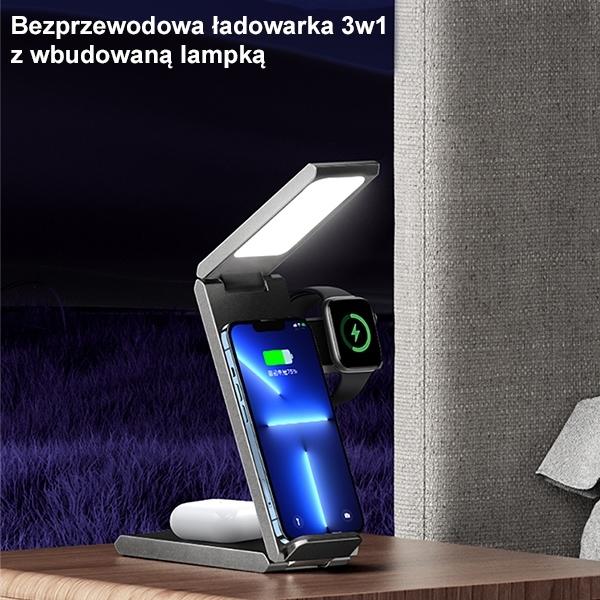 Image du produit Usams Ład. indukcyjna z lampą 3w1 15W czarny/black CD181WXC01 (US-CD181) (15 W)