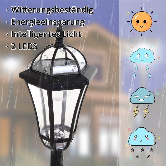 Actual product image Swisshandel24 Solar garden lantern, set of 2, garden light, path light with LED, 6-8 hrs, stainless steel black (IP44)