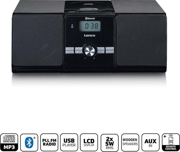 Produktbild Lenco MC-030BK (Bluetooth, CD Player, 2x 10 W)