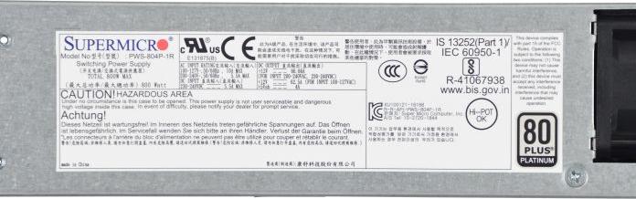 Produktbild Supermicro PWS-804P-1R - Redundante Stromversorgung (intern) (800 W)