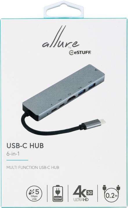 Produktbild eSTUFF USB-C 6-in-1 Mobile Hub (USB-C, 6 Ports)