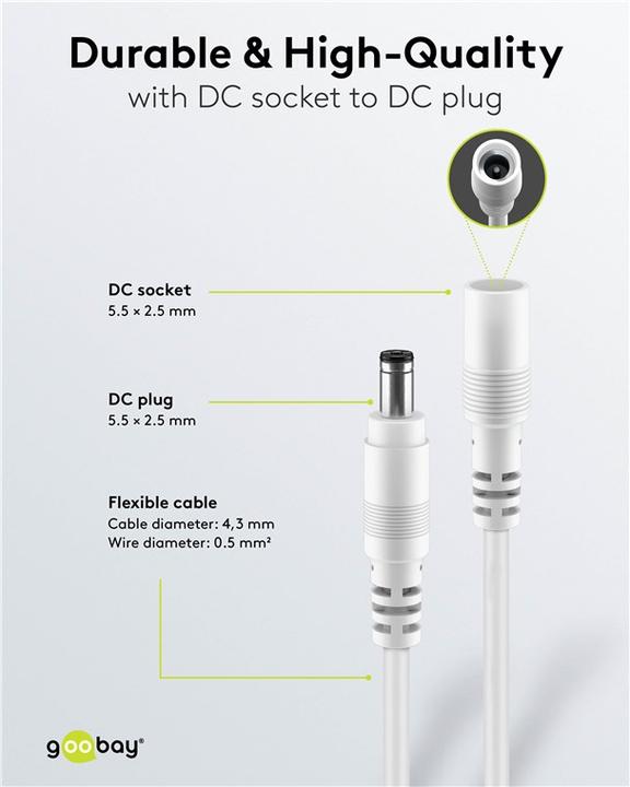 Immagine prodotto Goobay DC-Verlängerungskabel, 10 m, weiss (10 m)