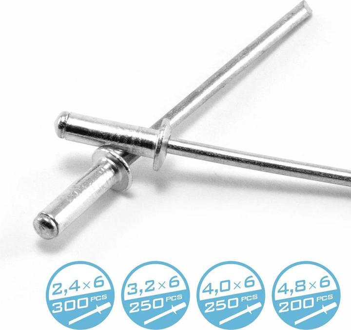 Produktbild Stahlwerk Nieten Sortiment 1000-teilig Blindnieten Set aus Aluminium Nietenset
