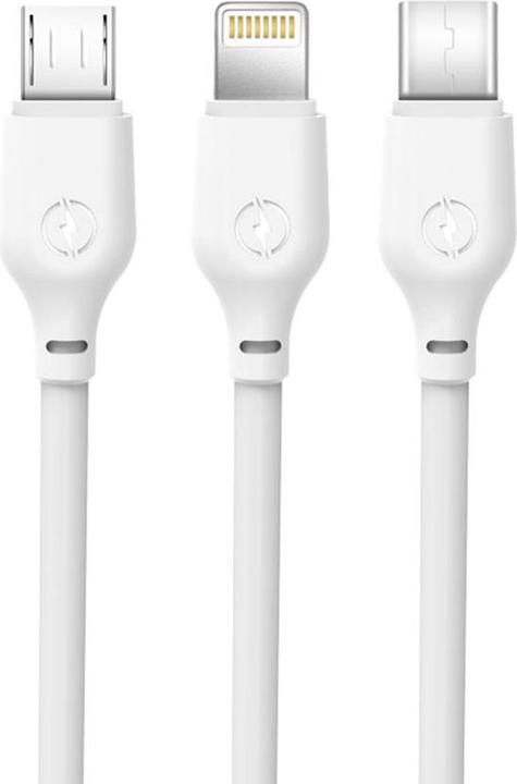 Produktbild xO Kabel NB103 3in1 USB - Lightning + USB-C + microUSB 1,0 m 2,1A weiss (1 m, USB 3.1)