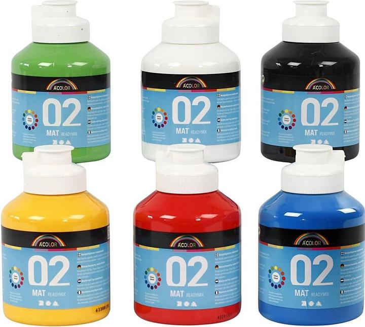 Produktbild Creativ Company A-Color Acrylfarbe Primärfarben Sortiment Matt 32132 von - Farbschule Sortiment zur (Primärfarben, 500 ml)