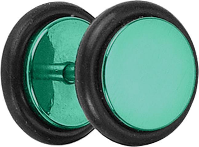 Immagine prodotto Star Piercing Fake Plug grün mit O-Ring und Titanium Beschichtung (senza ottone, Acciaio chirurgico 316L)
