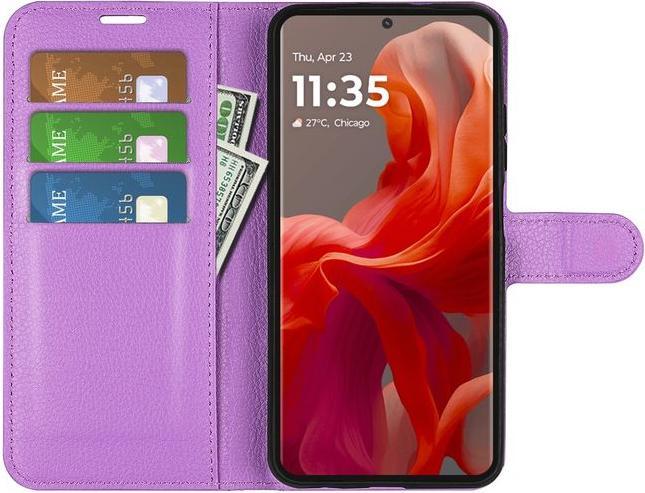 Actual product image MU Classic Litchi Leather Bookcover Series (Motorola Moto G85)