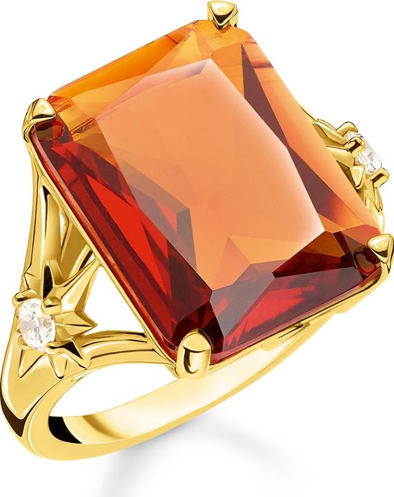 Thomas Sabo Ring Stein Orange gross mit Stern (54, 925 Silber)