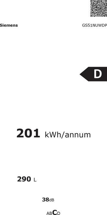 Label énergétique Siemens GS51NUWDP (Autonome, 290 l)