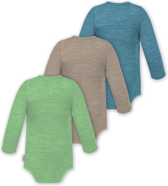 Actual product image Normani 3-pack baby merino bodysuit long sleeve "Auckland" - 9375 (68)