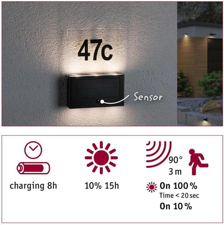 Image du produit Paulmann Numéros de maison solaires (27 lm, IP44)