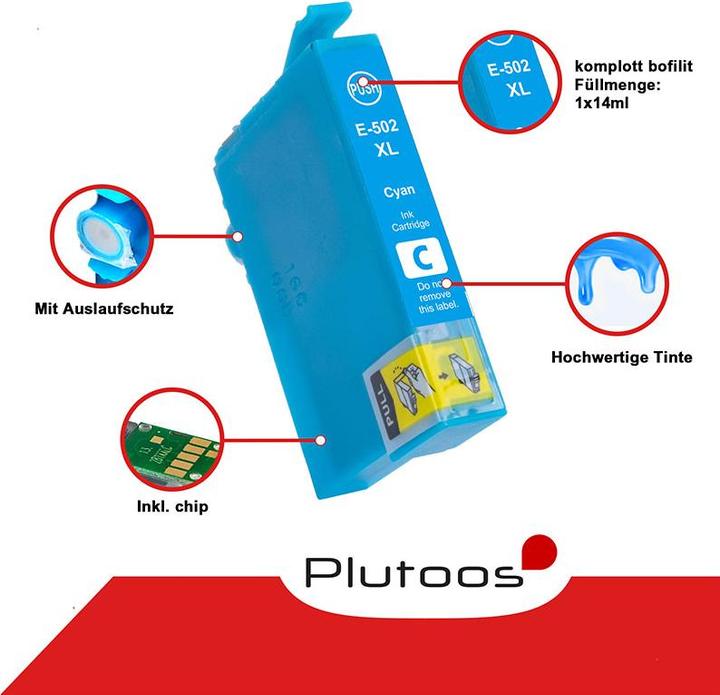 Produktbild Plutoos Epson 502XL Patrone XXL kompatibel, 4er Farbset (M, Y, C, BK)