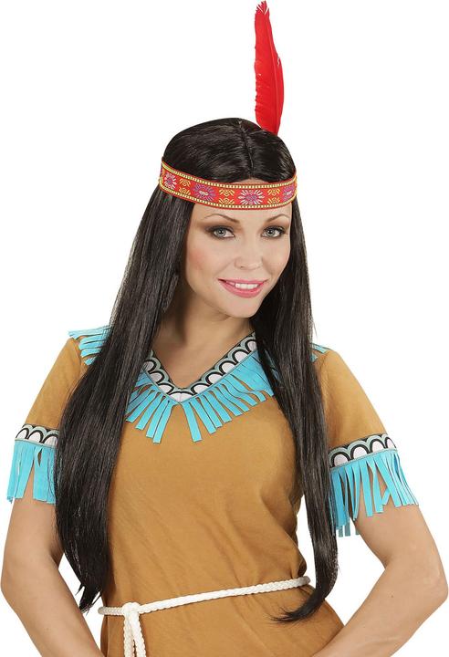 Actual product image Widmann INDIANERPERÜCKE MIT HAARBAND UND FEDER in Polybag