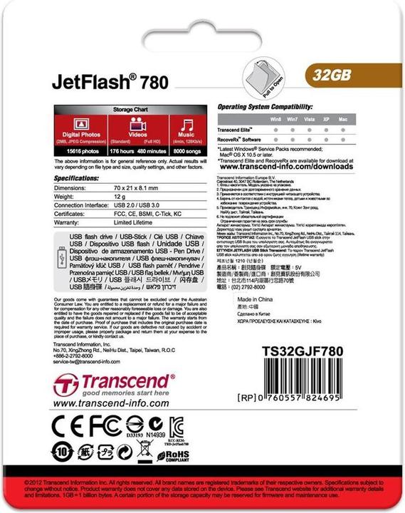 Immagine prodotto Transcend JetFlash 780 Extreme-Speed (32 GB, USB-A, USB 3.0)