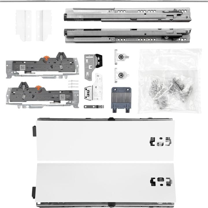 Vasalat BLUM Schubladenschienen TANDEM Zargenhöhe 115mm 65kg, NL600mm weiss, bis KB1400mm