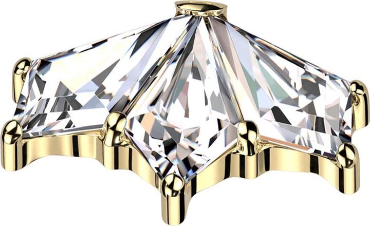Produktbild Star Piercing Dermal Anchor Fächer vergoldet drei Diamant Kristalle silber (ohne Messing, Titan G23)