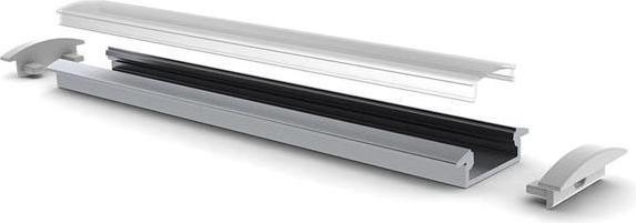 Productafbeelding LEDsON Ingebouwde Slimline 8 mm - Aluminium Installatieprofiel Voor LED Strips - Gelexid Aluminium - (200 cm)