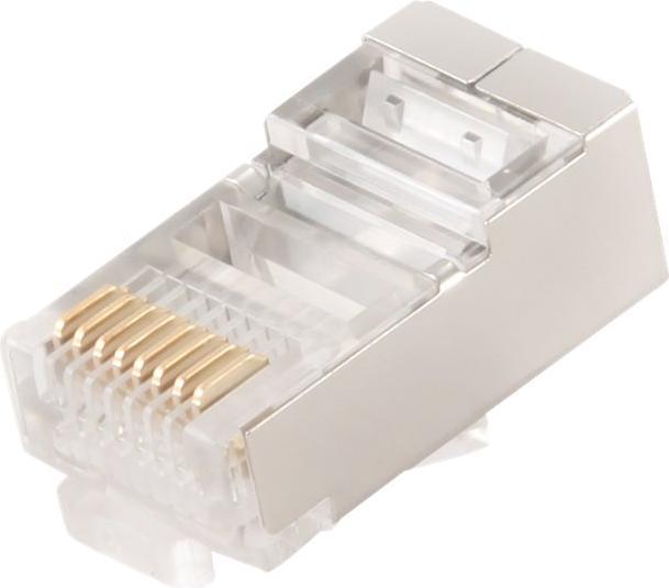 Produktbild Gembird PLUG5SP/50 Shielded modular plug 30u auksinis plated, 50 pcs, solid and stranded (SF/UTP, CAT5, 0.10 m)