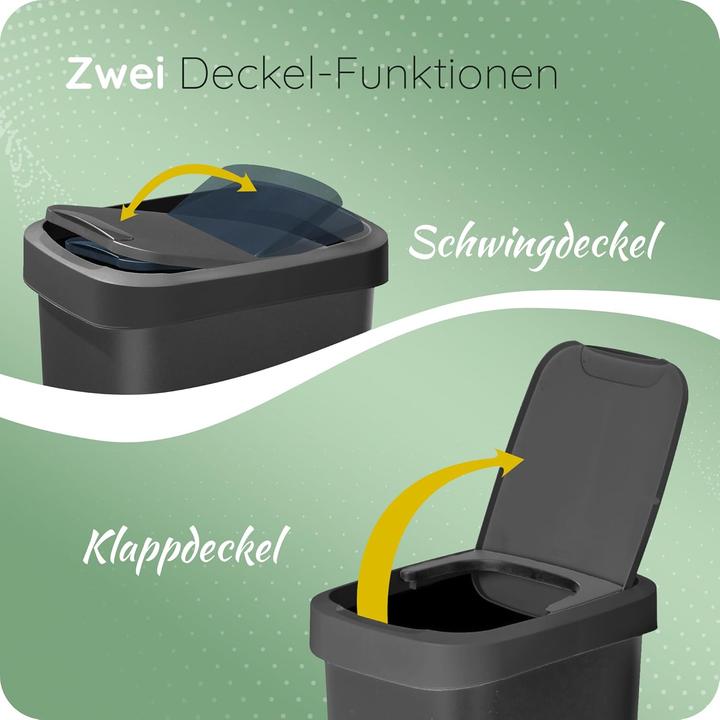 Produktbild Novaliv Sparset 5x Mülleimer 10L mit 2in1 Deckel, Klappdeckel & Schwingdeckel, Anti-Geruch Abfalleim (10 l)