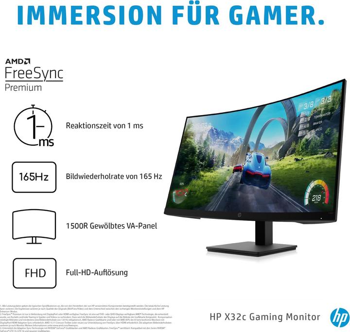 Produktbild HP X32c 80 cm (31.5" ) 1920 x 1080 Pixel Full HD LCD Schwarz (1920 x 1080 Pixel, 31.50")