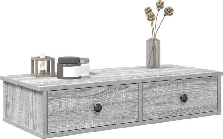 Actual product image VidaXL Wall shelf with drawers Grey Sonoma 80x31x17 cm Wood-based material