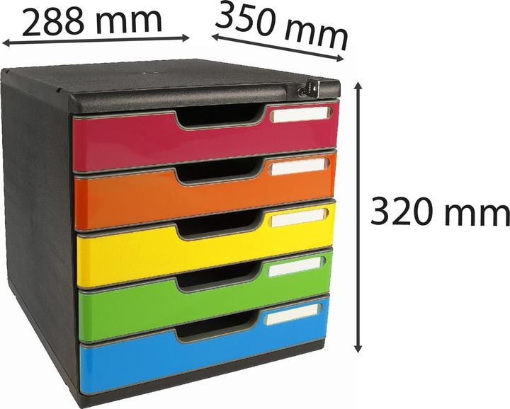Actual product image Exacompta Drawer box MODULO, size A4+, 5 lockable drawers, closed, recessed grip & labels... (A4+)