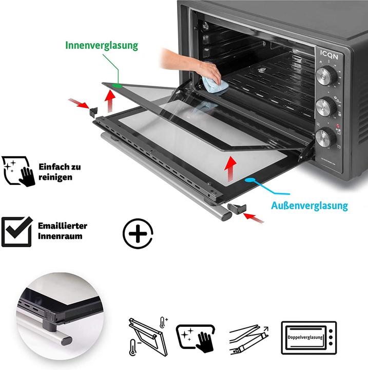 Produktbild Icqn 42 Liter Minibackofen Inox Grau