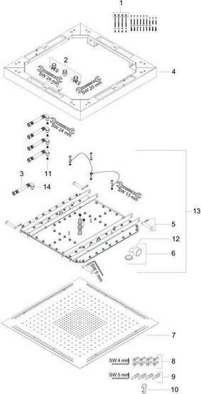 Produktbild hansgrohe Kopfbrause AXOR STARCK SHOWERHEAVEN 3jet DN 20 970x970mm o Beleuchtung edelstahl (3 Strahlarten, 20.60 l/min)