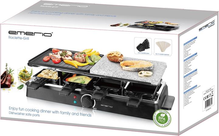 Immagine prodotto Emerio Griglia per raclette, 8 teglie, pietra antiaderente e piastra per grigliare