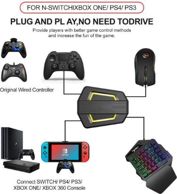 Produktbild MU Classic KVN Tastatur und Maus Converter (Xbox One X, Xbox One S, Switch, PS4, PS3, Xbox 360)