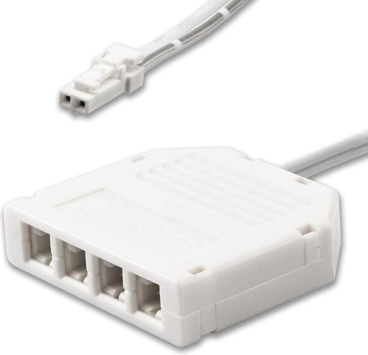 Produktbild Isoled MiniAMP 4-fach Verteiler (1 male-Stecker an 4 female-Buchsen), 30cm, 2-polig, weiss, max. 3,5A