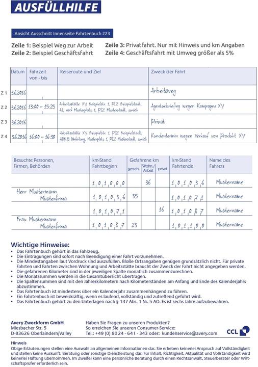 Nutritional values and ingredients Avery Logbook (A5, Special ruling, Hardcover)