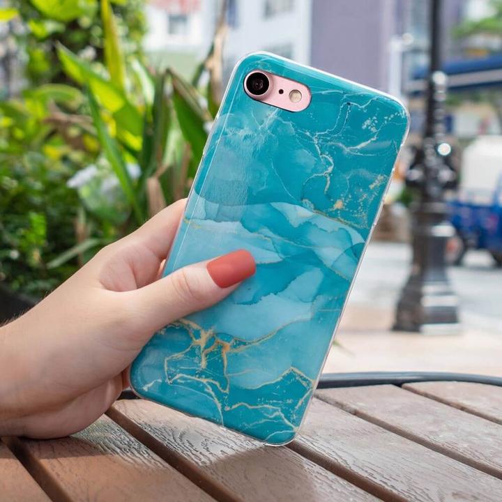 Immagine prodotto Cover-Discount iPhone SE / 8 / 7 - Custodia in gomma siliconica Ciano Marmo (Apple iPhone 8, Apple iPhone 7)