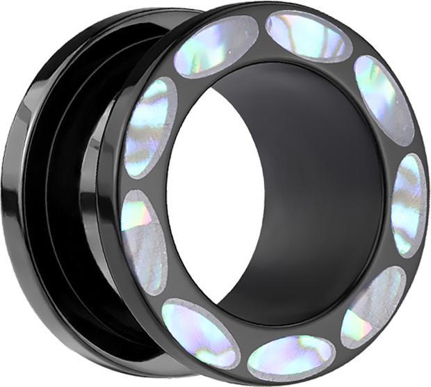 Produktbild Star Piercing Flesh Tunnel schwarz mit Abalone Rand (ohne Messing, Acryl)