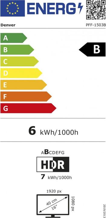 Energy Label Denver PFF-1503B (15.60", 1920 x 1080 pixels)