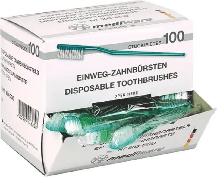 Servoprax Mediware Einmal-Zahnbürste ohne Zahnpulver grün - 100 Stück (100 x)