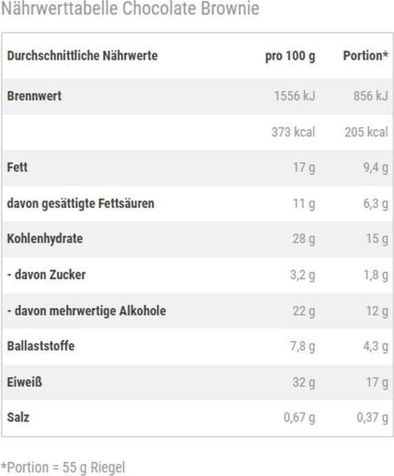 Valori nutrizionali e ingredienti Body Attack Barretta croccante YamBam (55G) (Cioccolato, Brownie, 1 pz., 55 g)