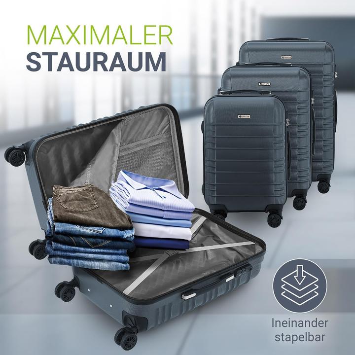 Image du produit Juskys 3-teilgies Hartschalen-Kofferset (120 l, M (50 - 90l), L (90 - 115l))