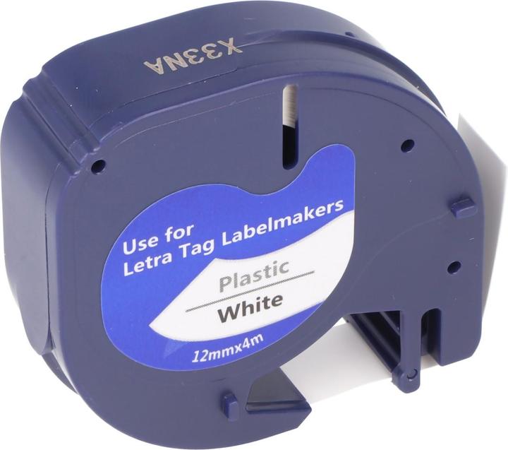 Produktbild AccuCell Schriftband Dymo 91201, LetraTag LT-100H, S0721610, S0721700 (1.20 cm, Schwarz)