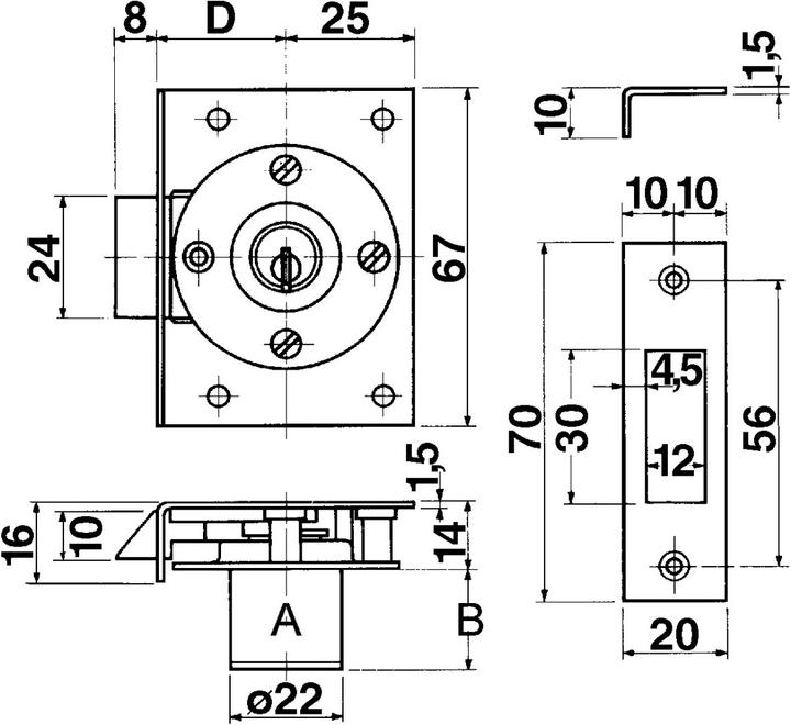 Image du produit Kaba Serrure à entailler à bec de cane type 1077