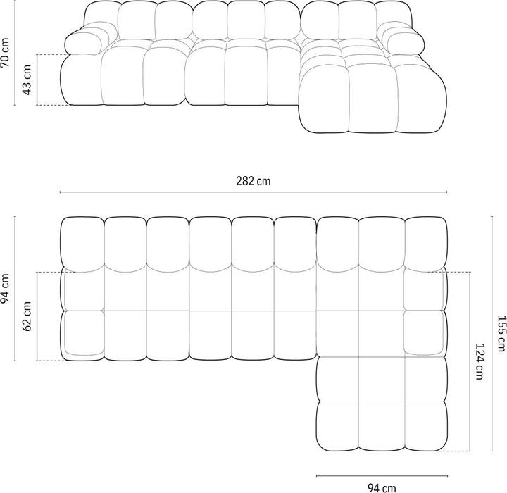 Actual product image Micadoni Modular Right Corner Sofa, "Bellis", 4 Seats, 282x155x70Made in Europe (Corner sofa)
