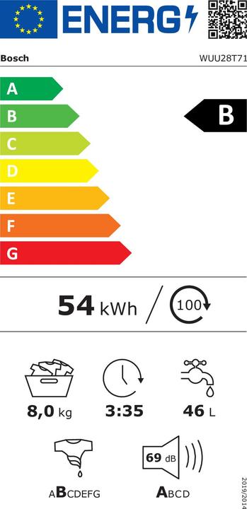 Energie-Label Bosch Hausgeräte WUU28T71 (8 kg, Links)