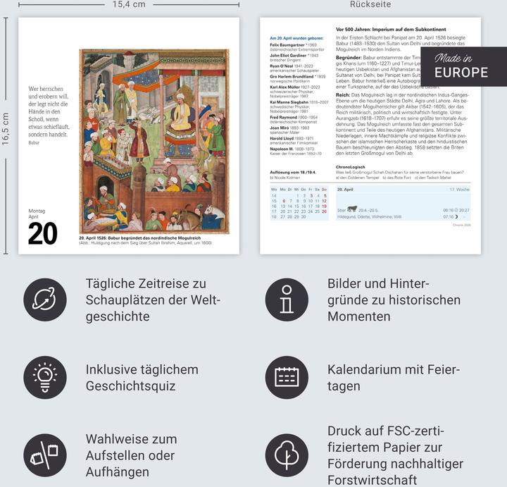 Produktbild Harenberg Chronik Tagesabreisskalender 2026 - Kulturkalender - Personen, Ereignisse, Schauplätze (Deutsch)