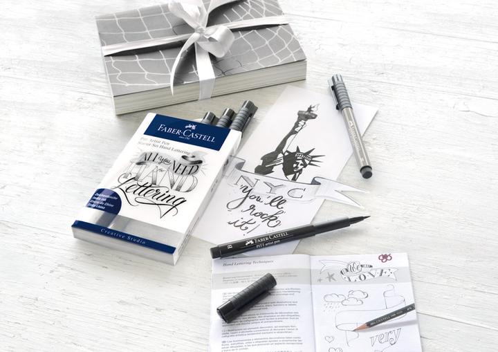Actual product image Faber-Castell Pitt Artist Pen Handlettering (Black, Gray, 9 x)