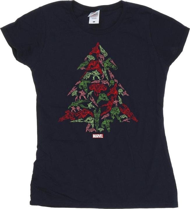 Actual product image Womens/Ladies Avengers Christmas Tree Cotton T-Shirt (XXL)