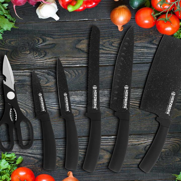 Produktbild JTI Messerset mit Ständer, 8-teilig - Schwarzer Marmor